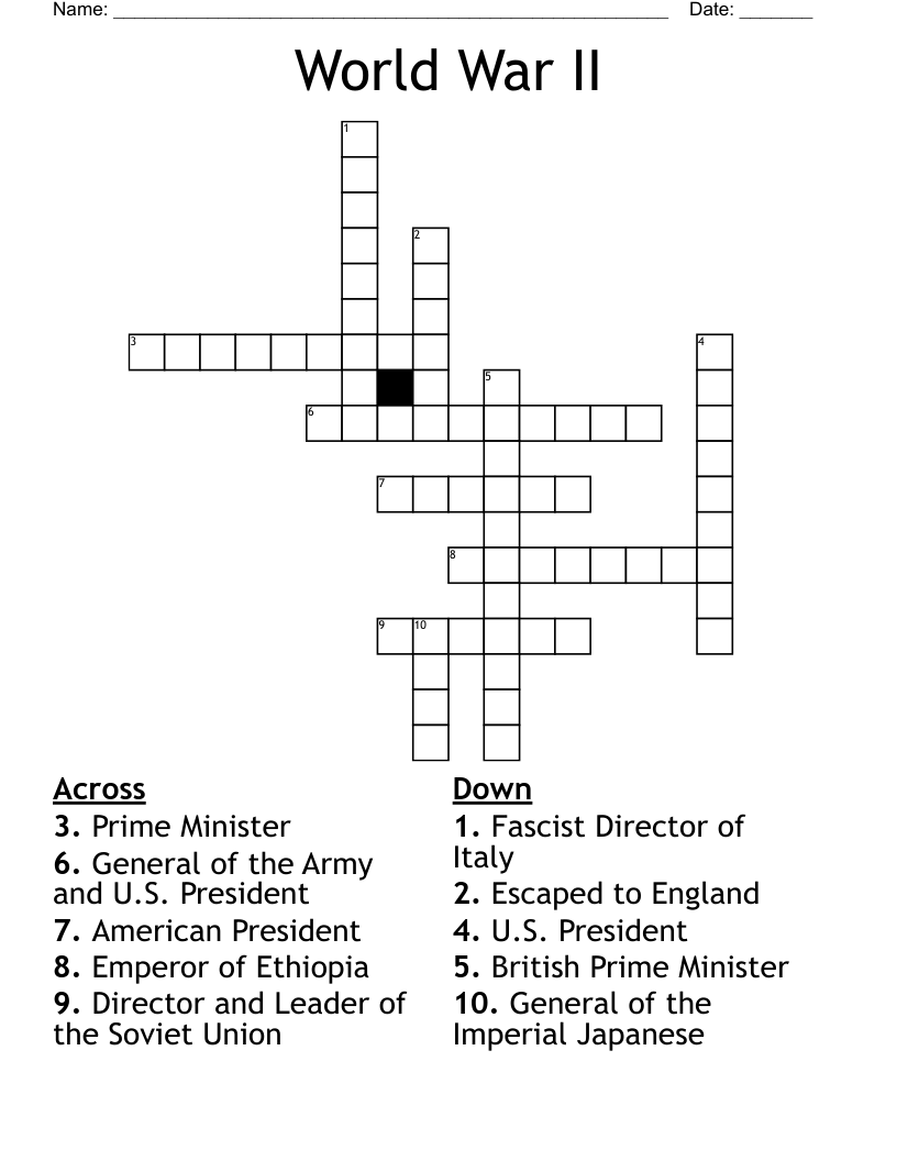 World War II Crossword