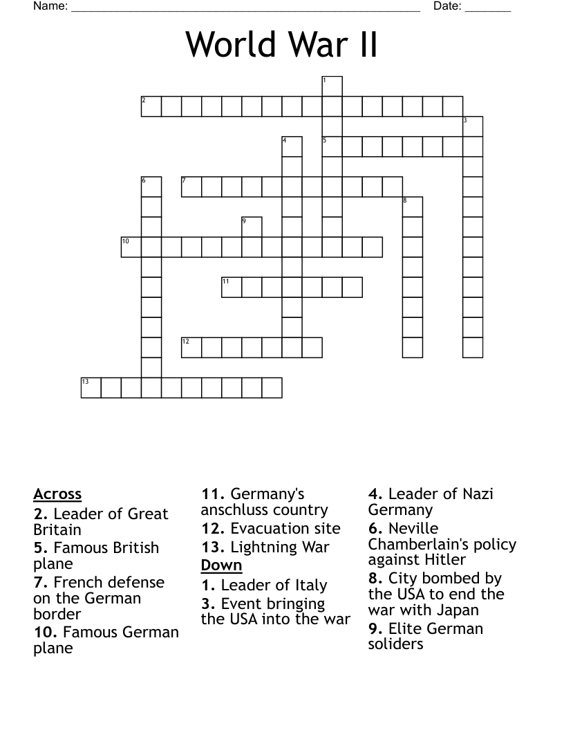World War II Crossword