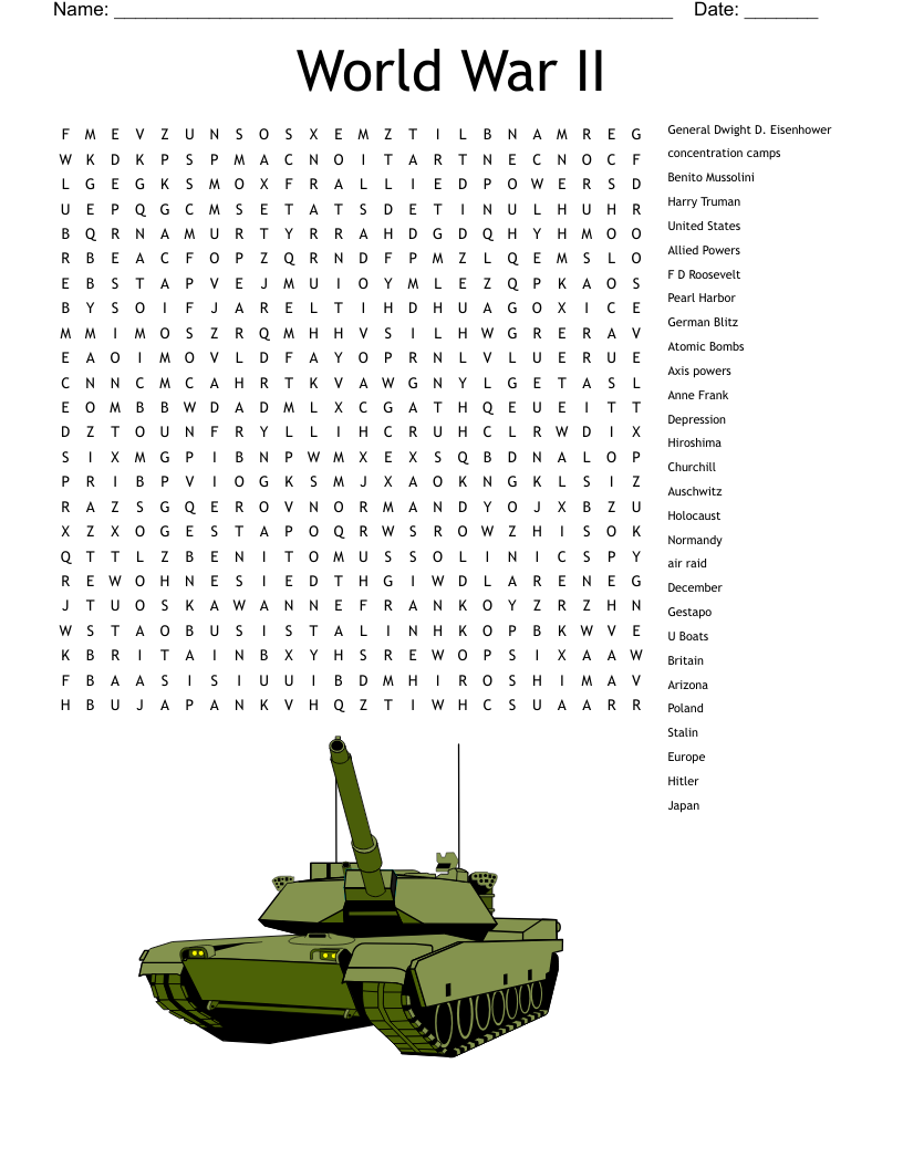 World War II Word Search