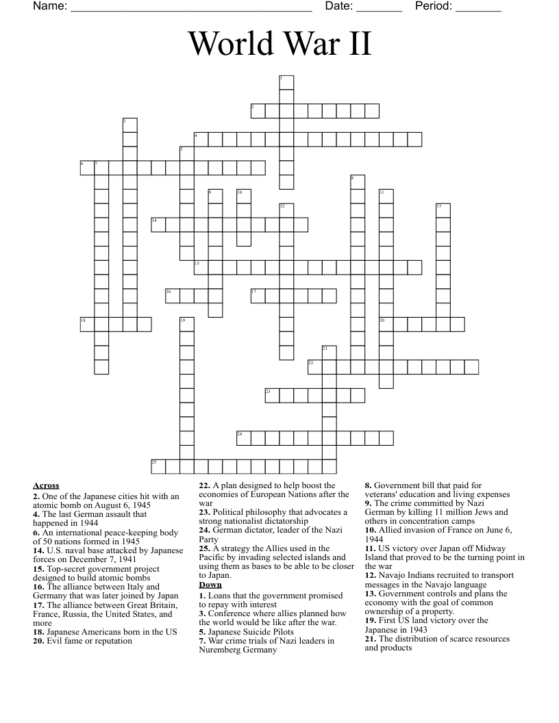 World War II Crossword