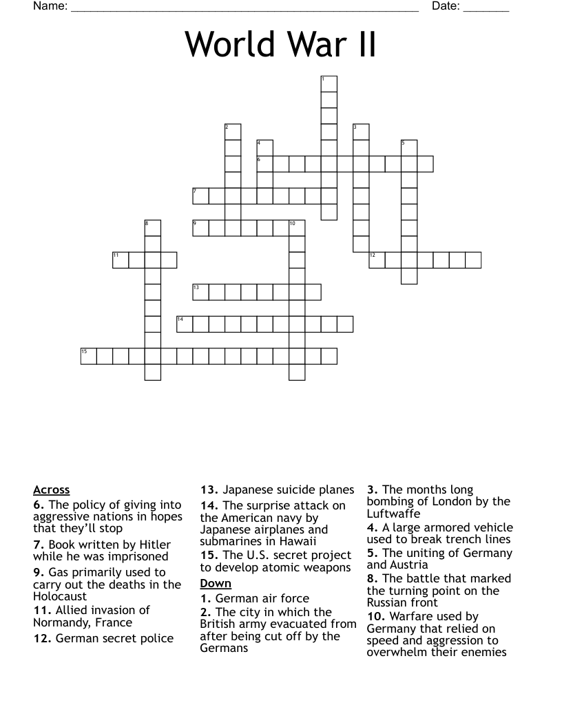 World War II Crossword