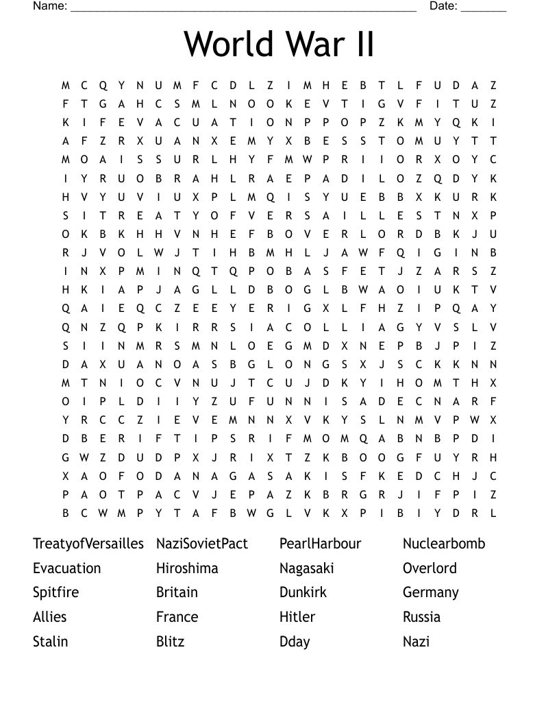 World War II Word Search