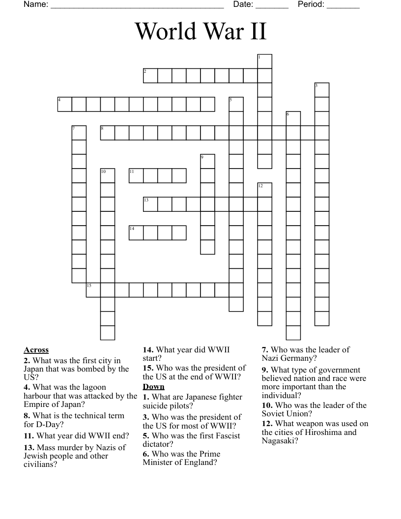 World War II Crossword