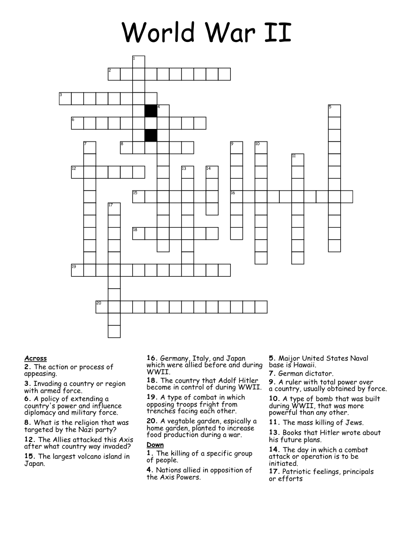 World War II Crossword