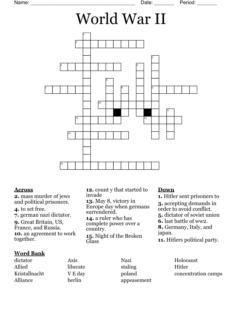 World War II Crossword