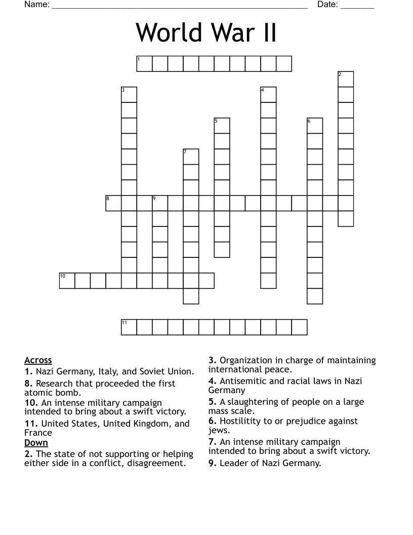 World War II Crossword