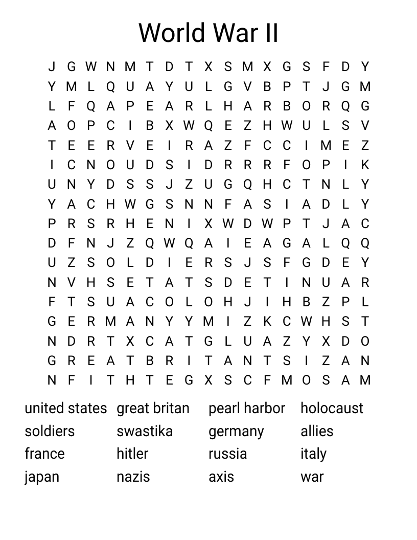 World War II Word Search