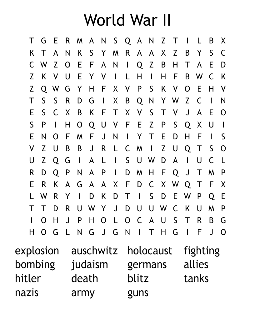 World War II Word Search