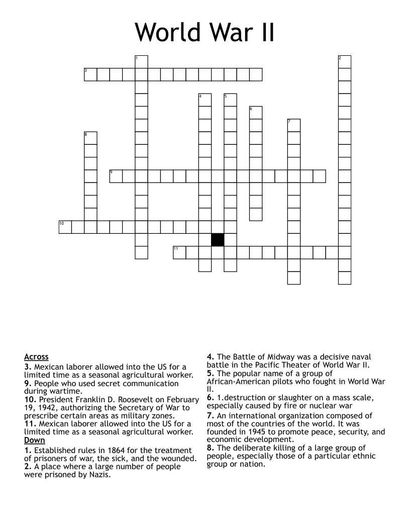 World War II Crossword