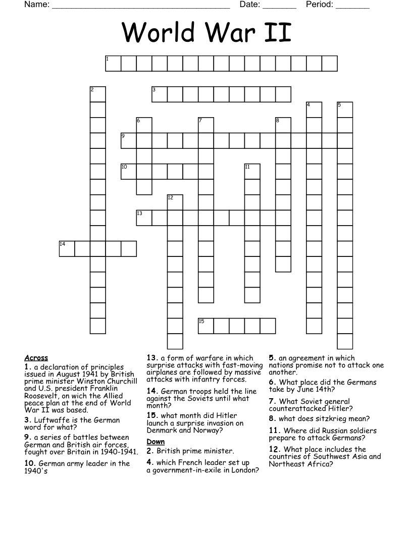 World War II Crossword