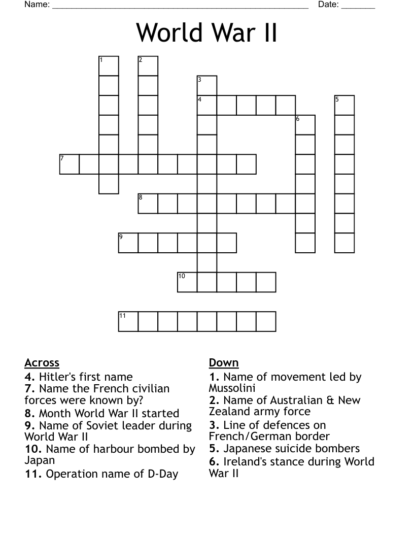 World War II Crossword