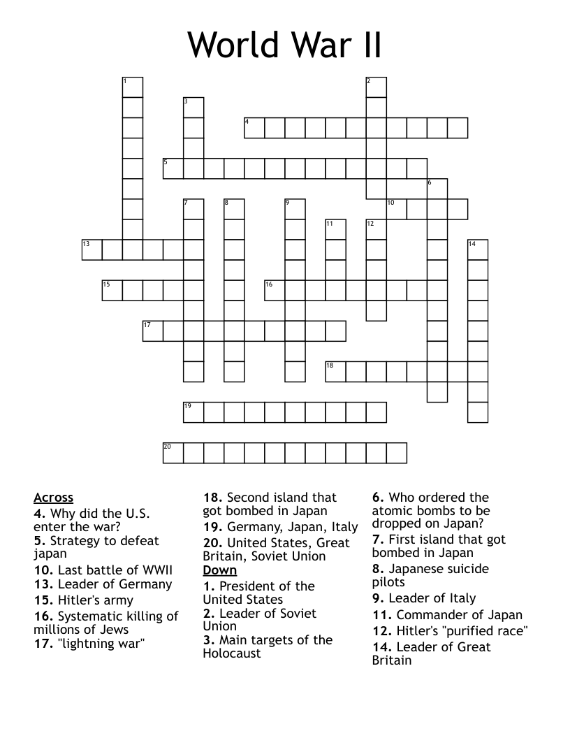 World War II Crossword