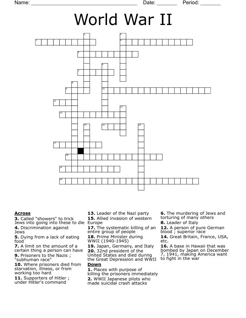 World War II Crossword
