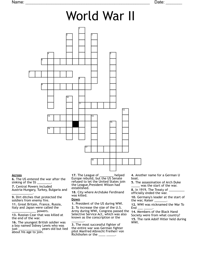 World War II Crossword