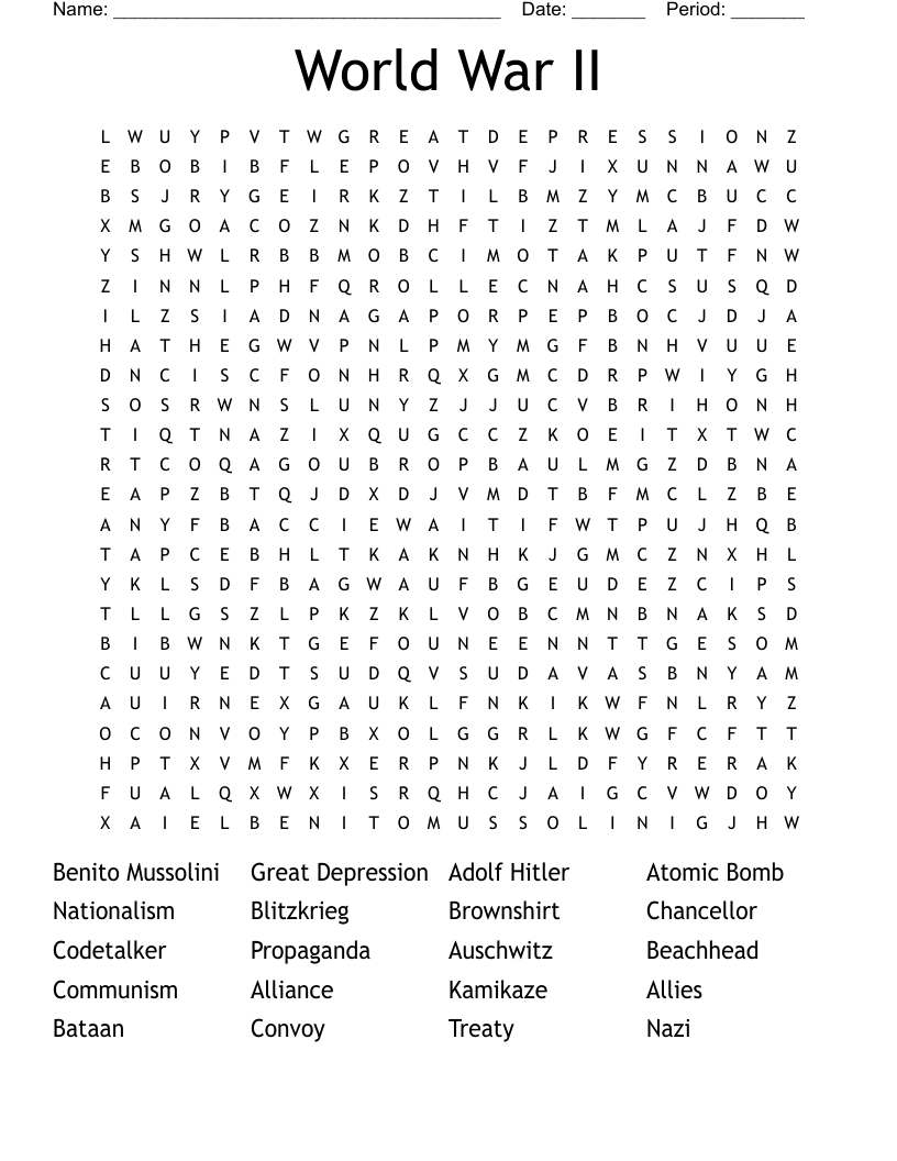 World War II Word Search