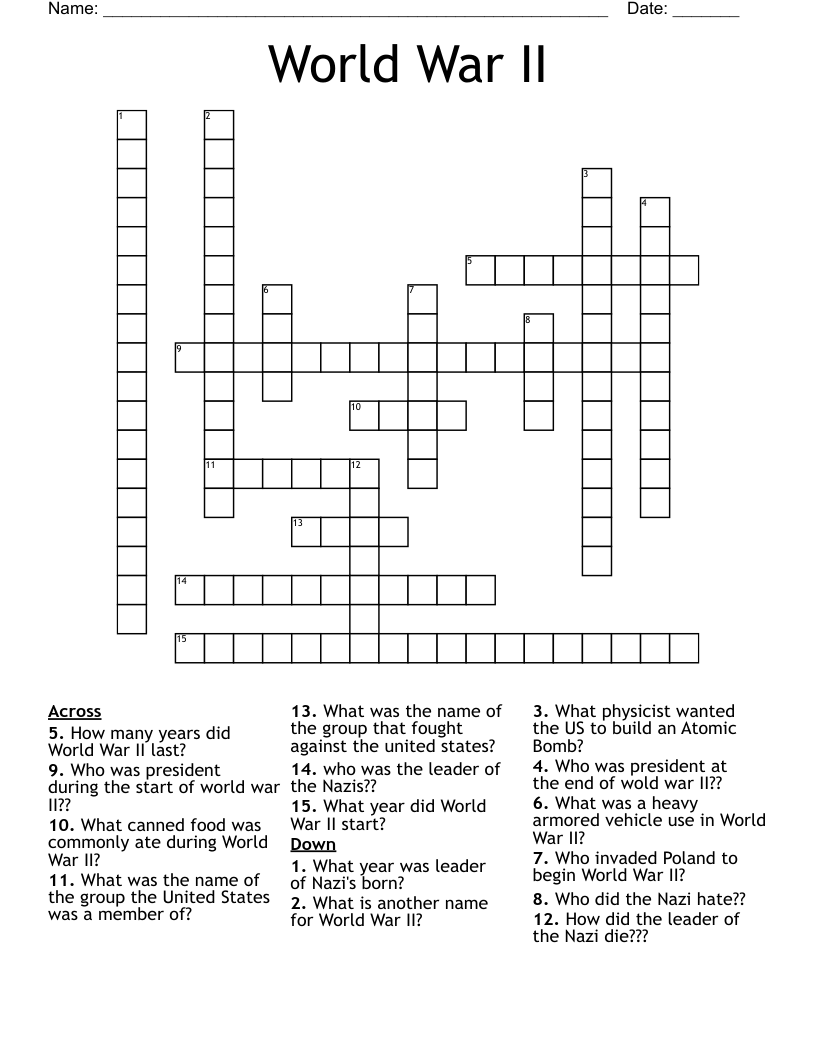 World War II Crossword