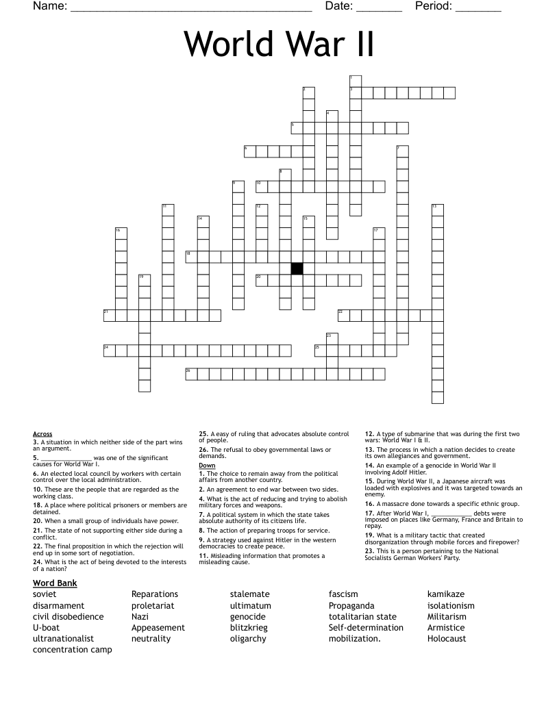 World War II Crossword