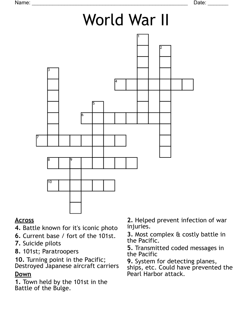 World War II Crossword