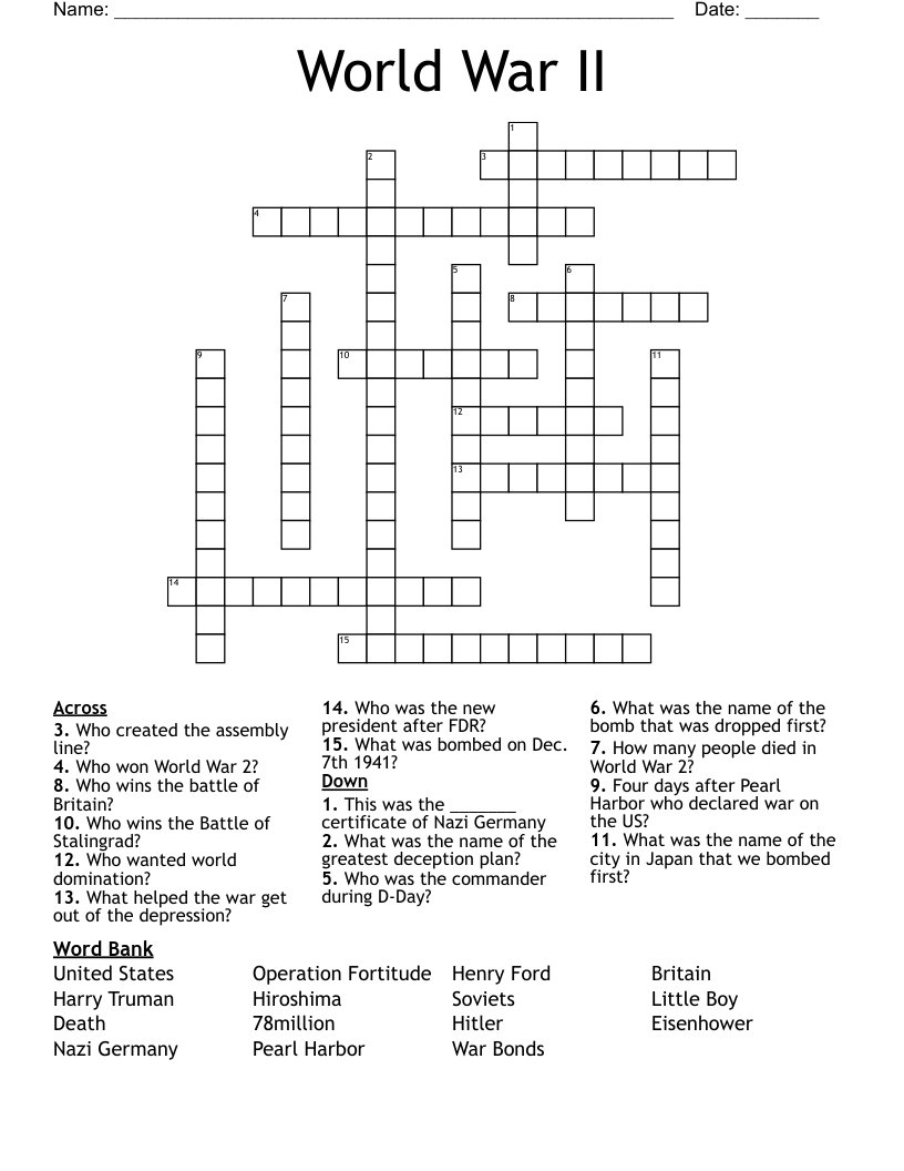 World War II Crossword