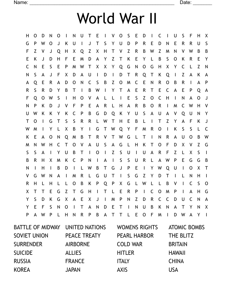 World War II Word Search