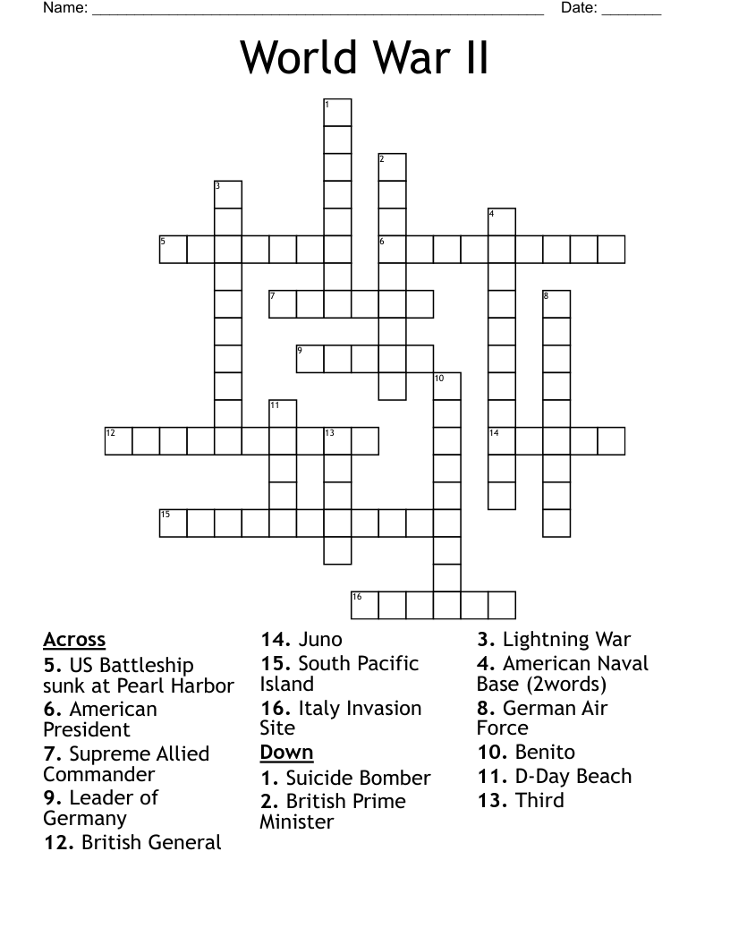 World War II Crossword