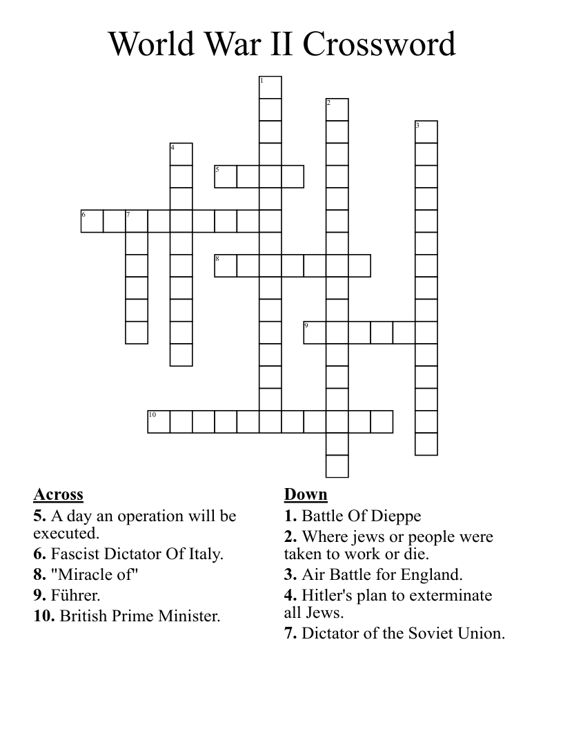 World War II Crossword