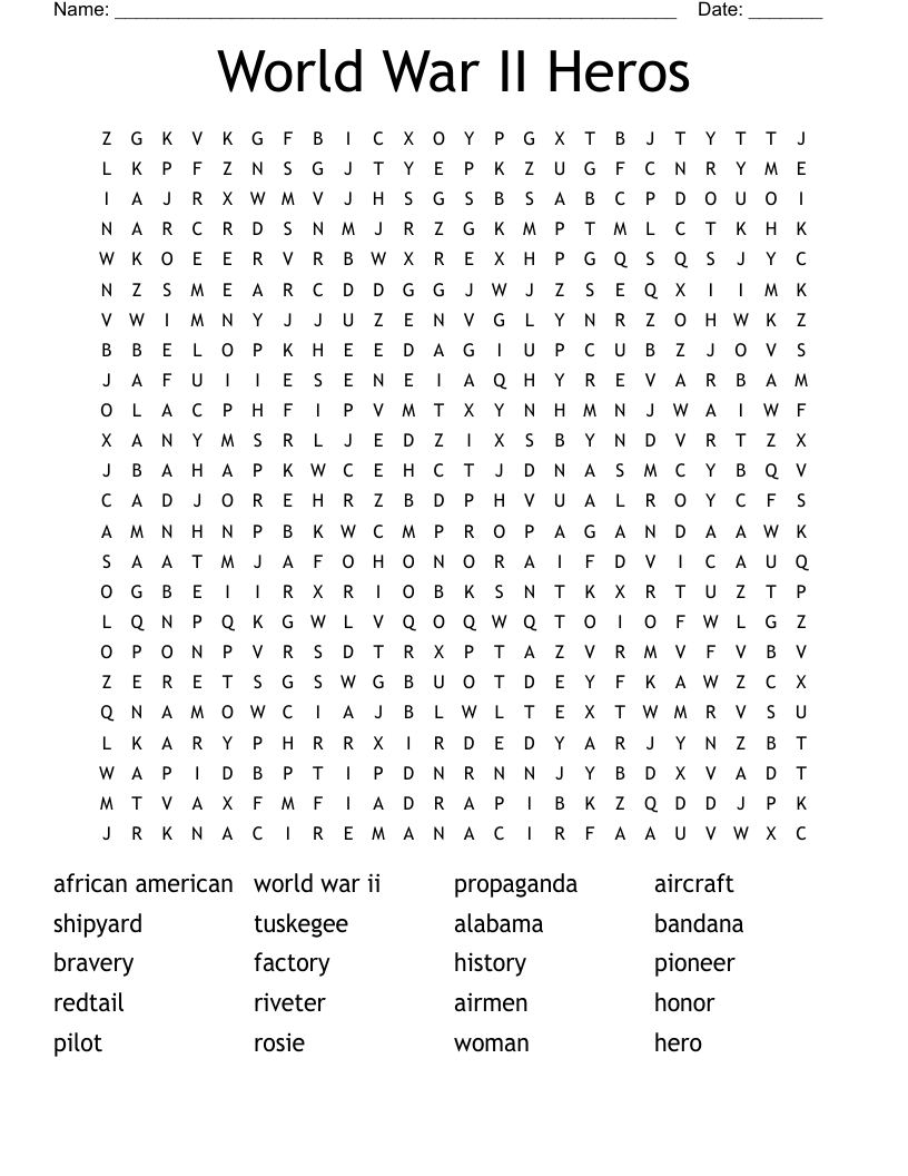 World War II Heros Word Search