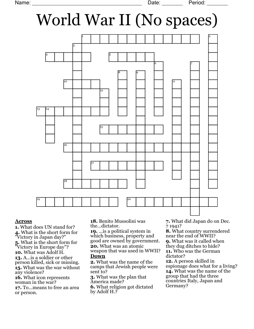 World War II (No spaces) Crossword