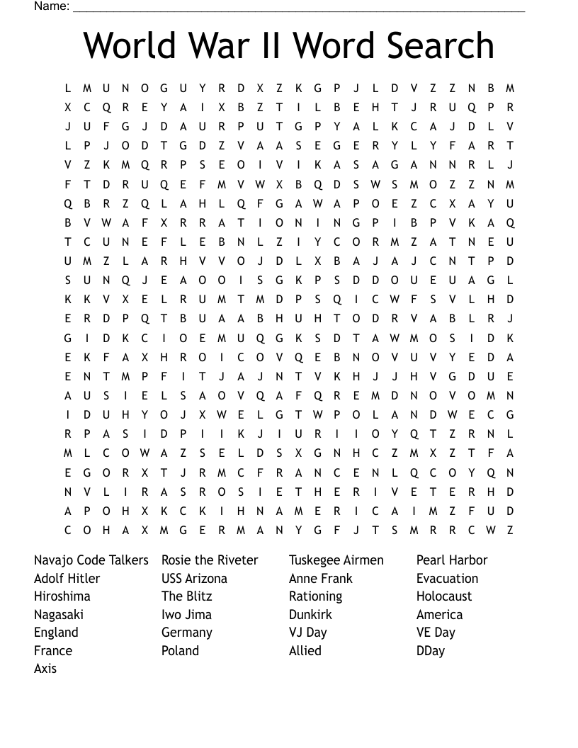 World War II Word Search