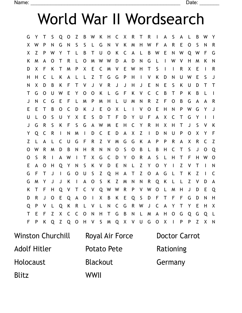 World War II Wordsearch