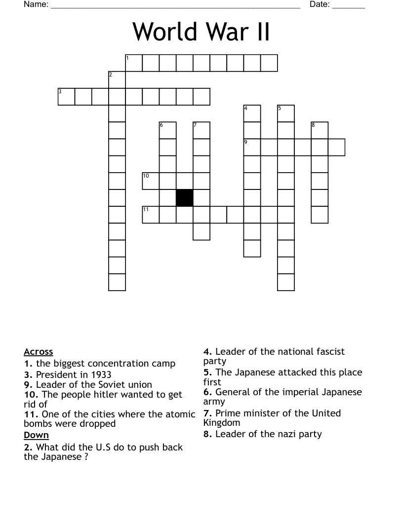 World War II  Crossword