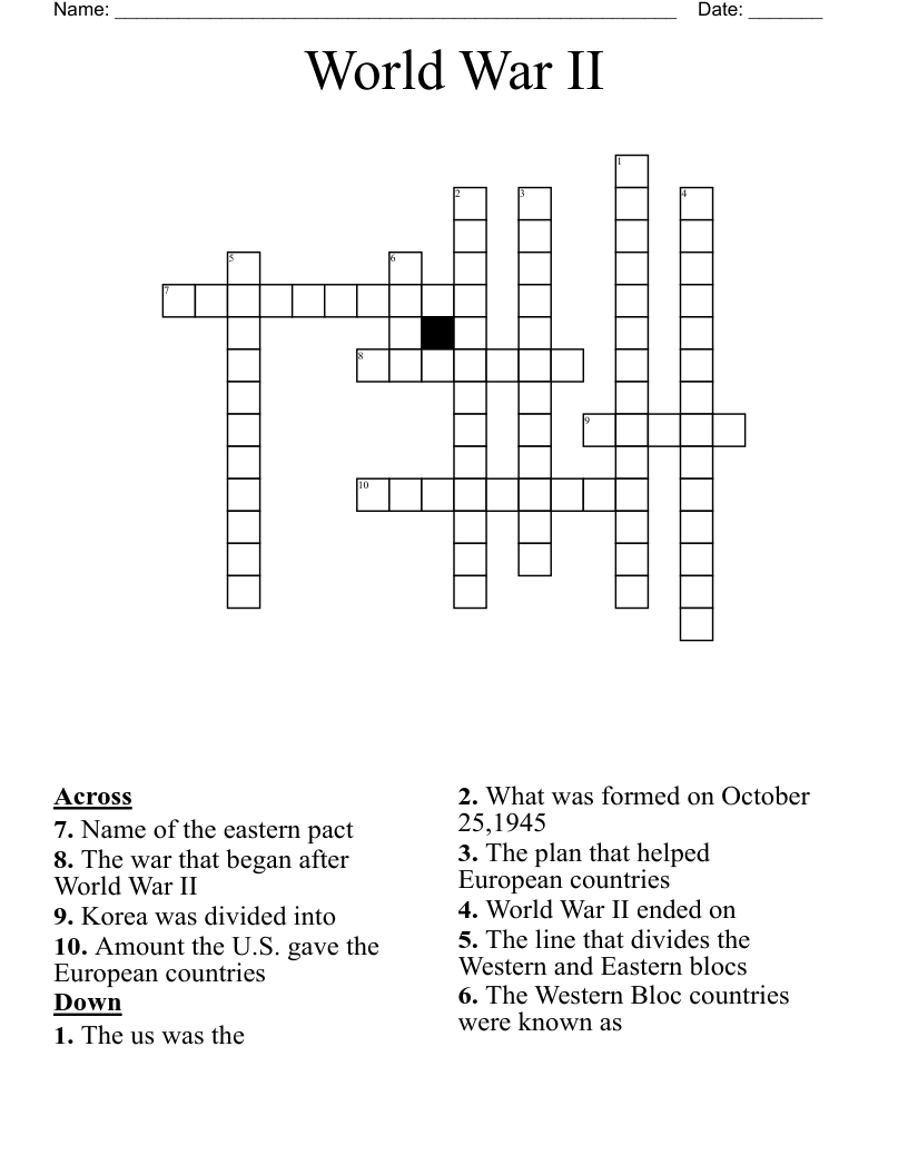World War II  Crossword