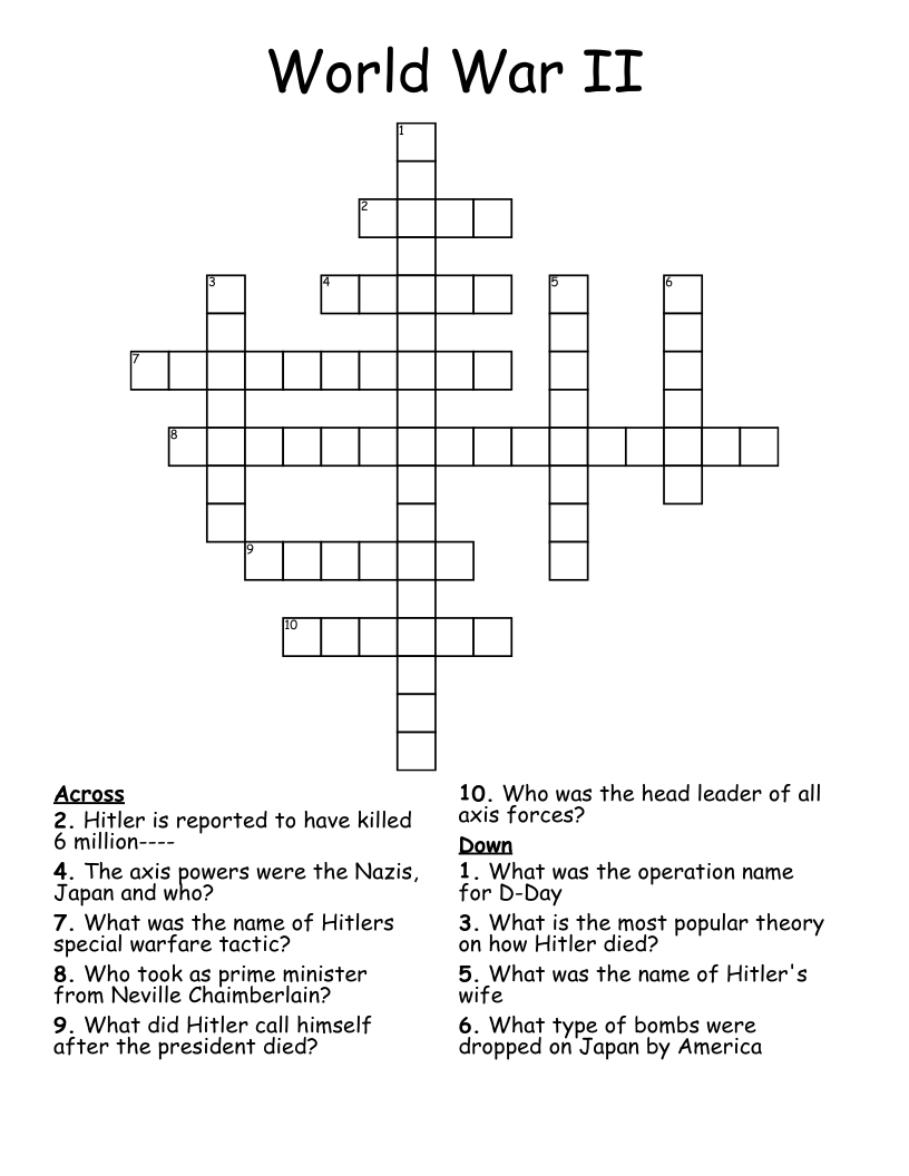World War II  Crossword
