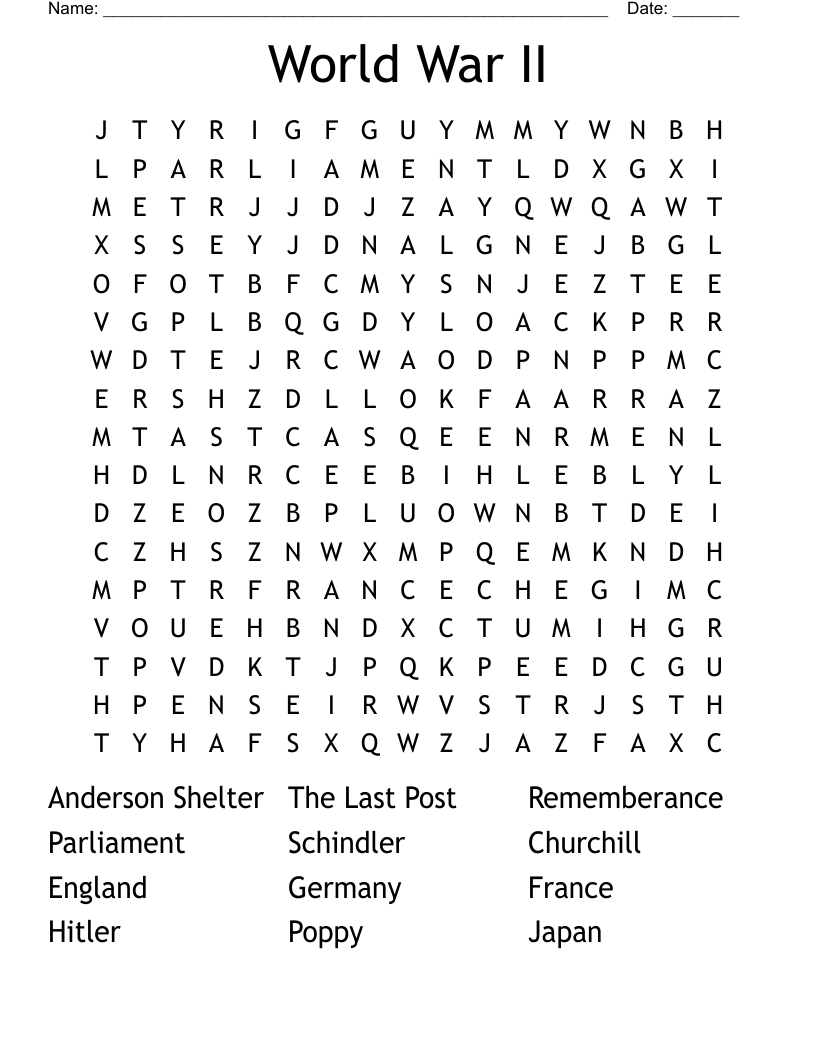 World War II  Word Search