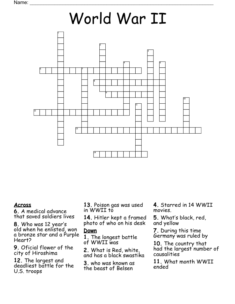 World War II  Crossword
