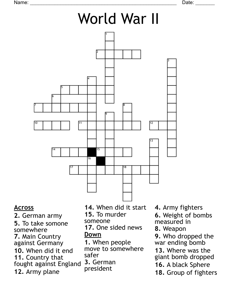 World War II  Crossword