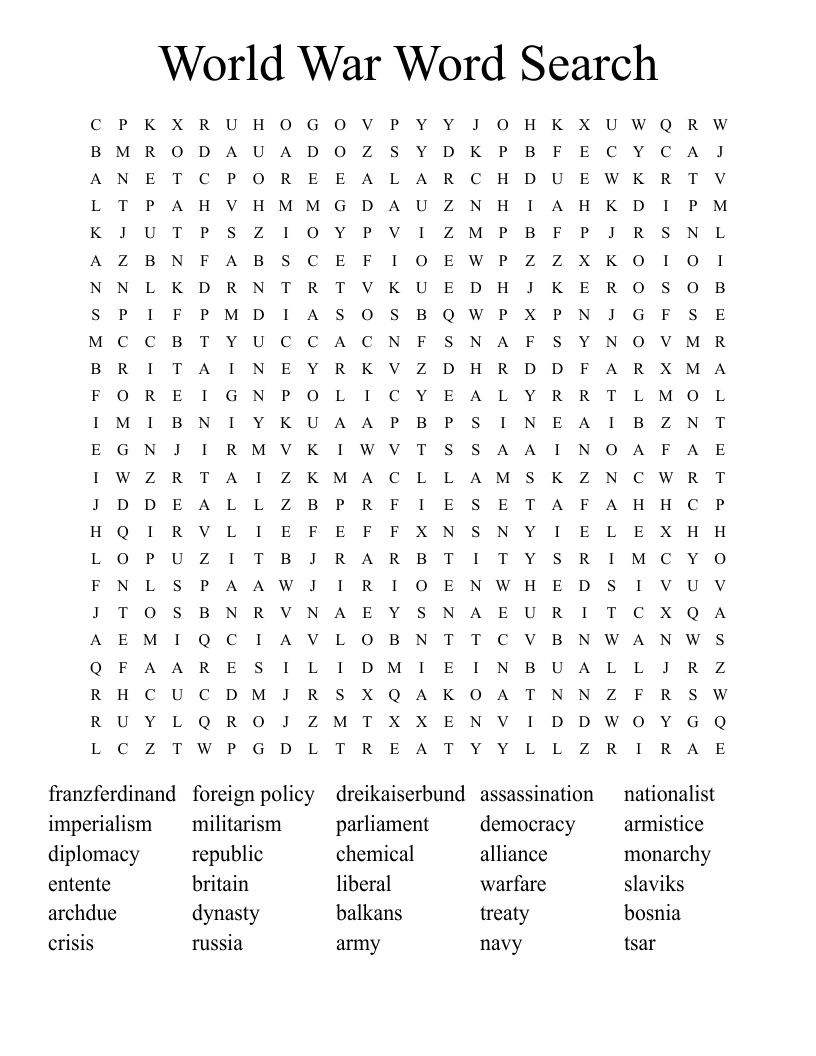 World War Word Search