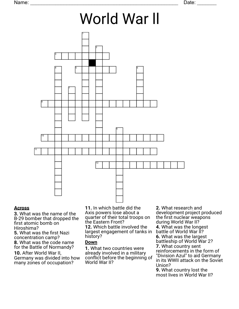 World War ll  Crossword