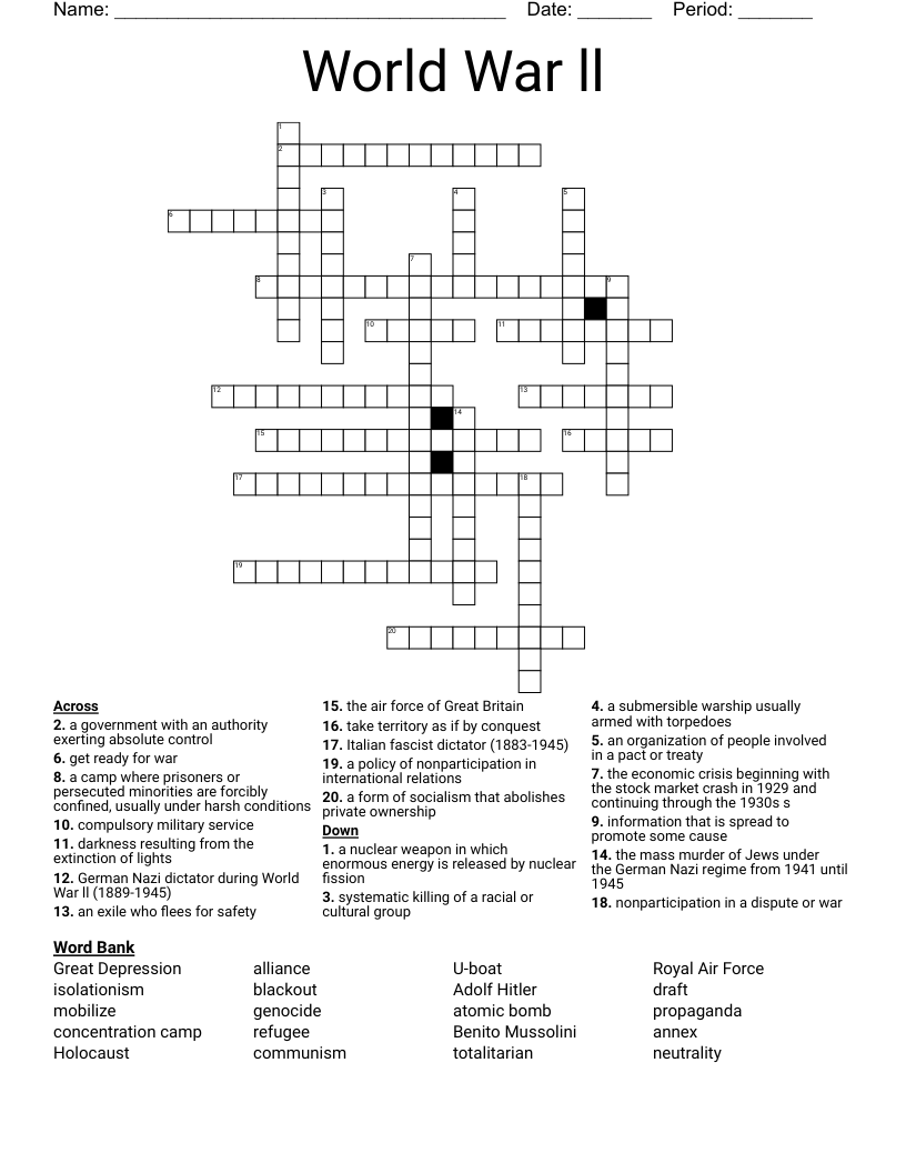 World War ll  Crossword