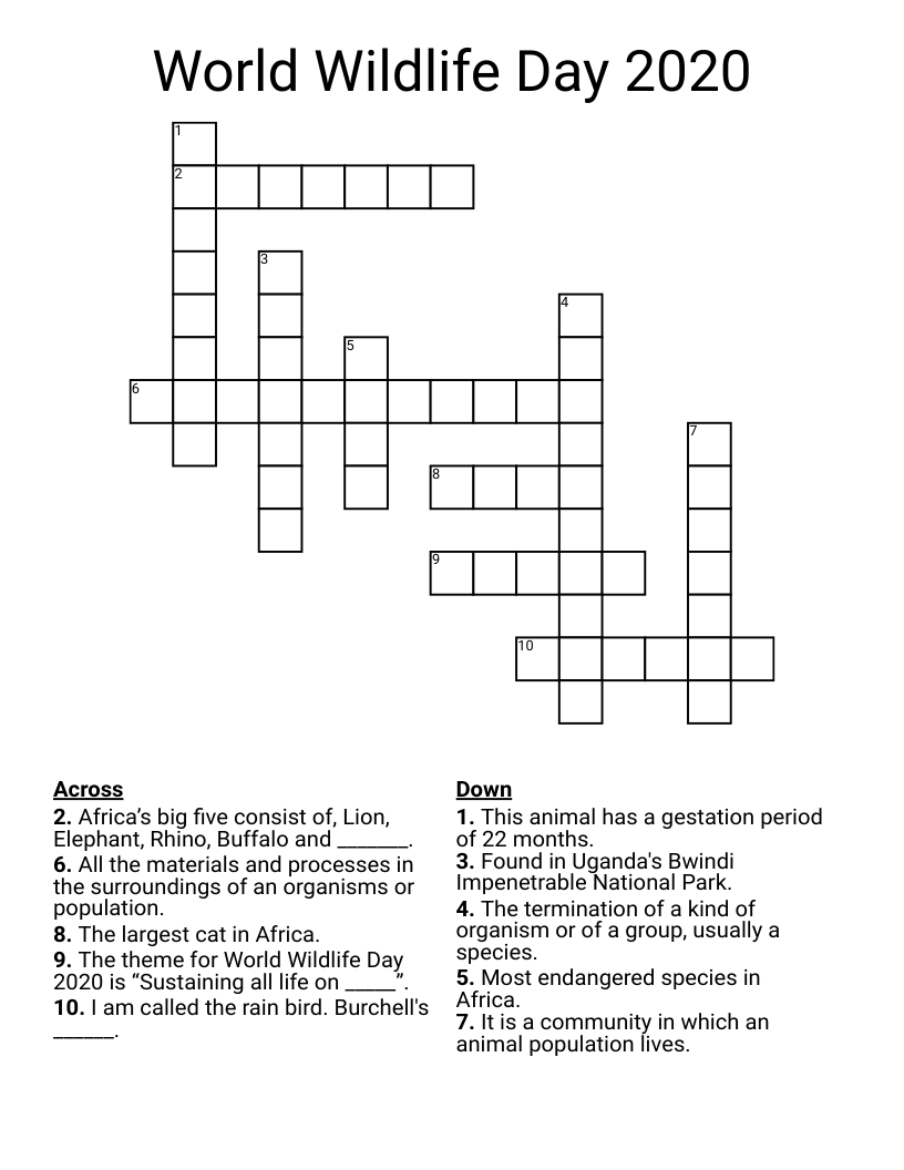 World Wildlife Day 2020 Crossword
