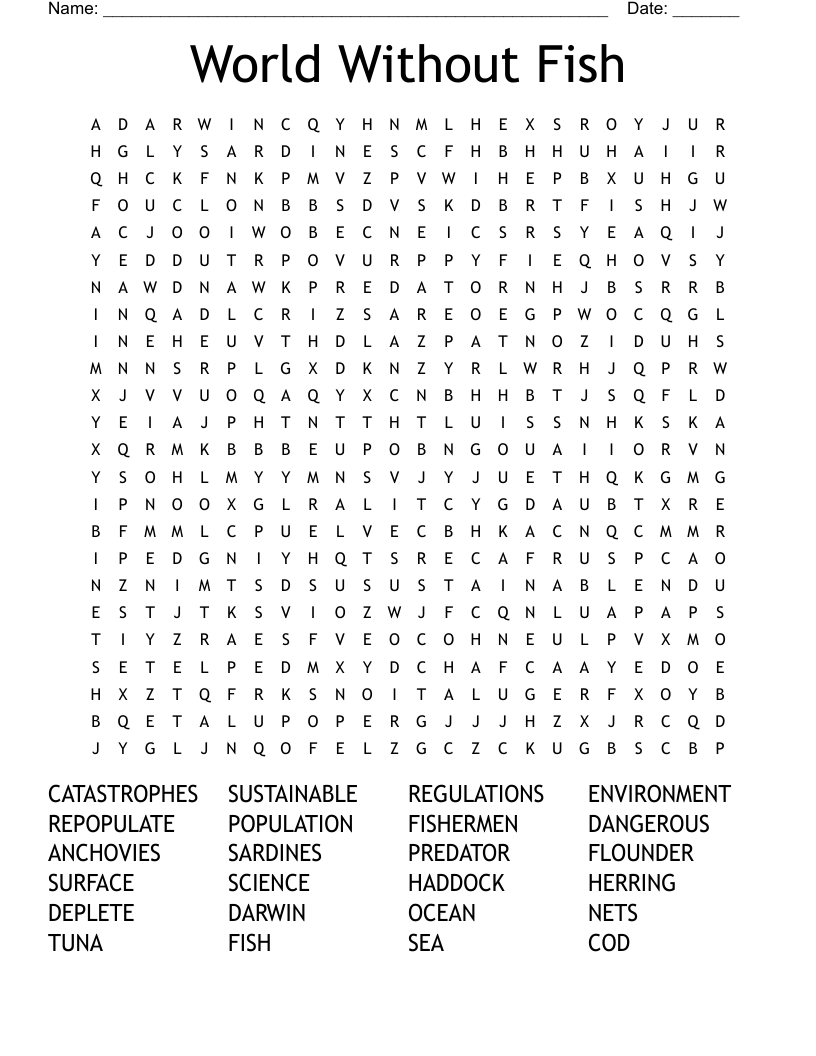 World Without Fish Word Search