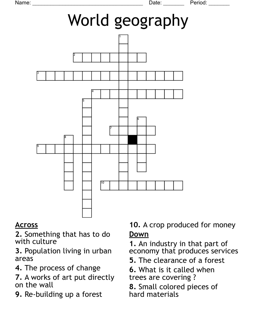 World geography  Crossword