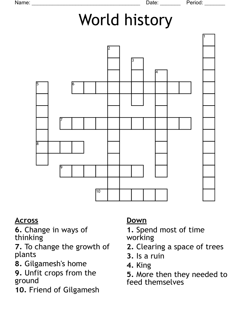 World history Crossword