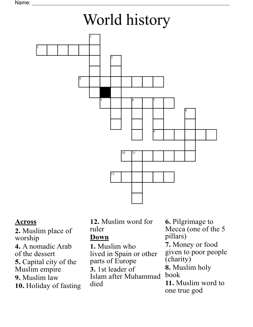 World history  Crossword
