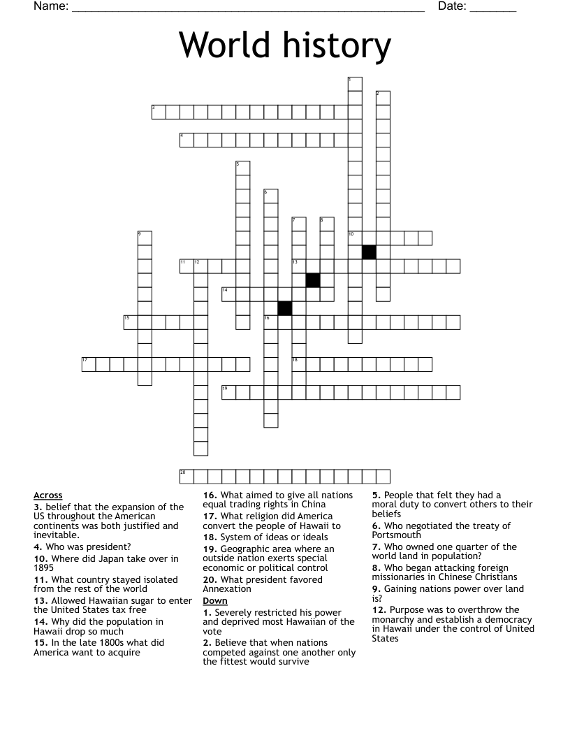 World history  Crossword