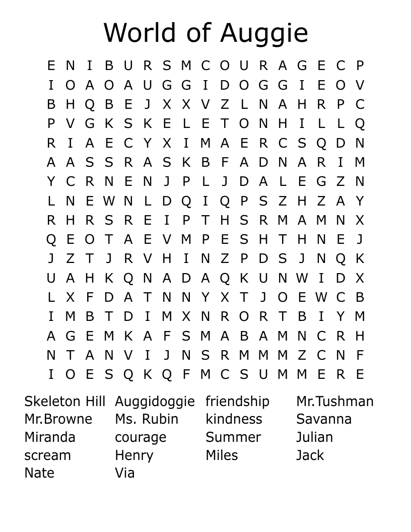 World of Auggie Word Search