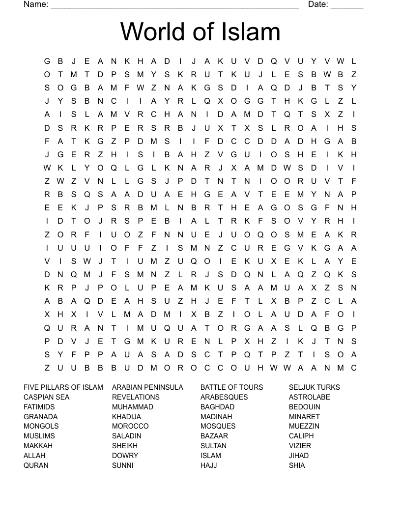 World of Islam Word Search