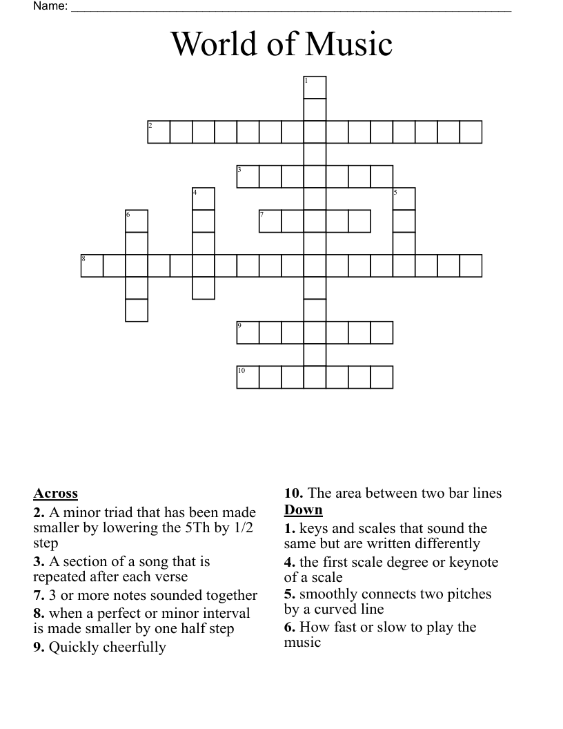World of Music Crossword