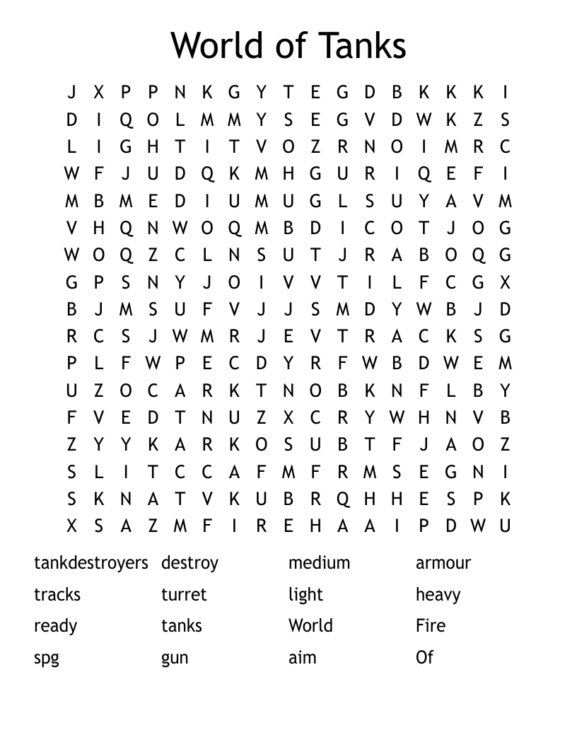 World of Tanks Word Search