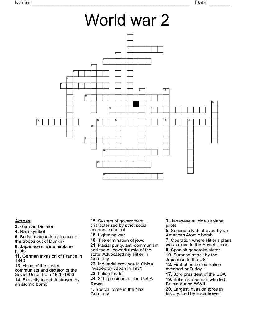 World war 2 Crossword